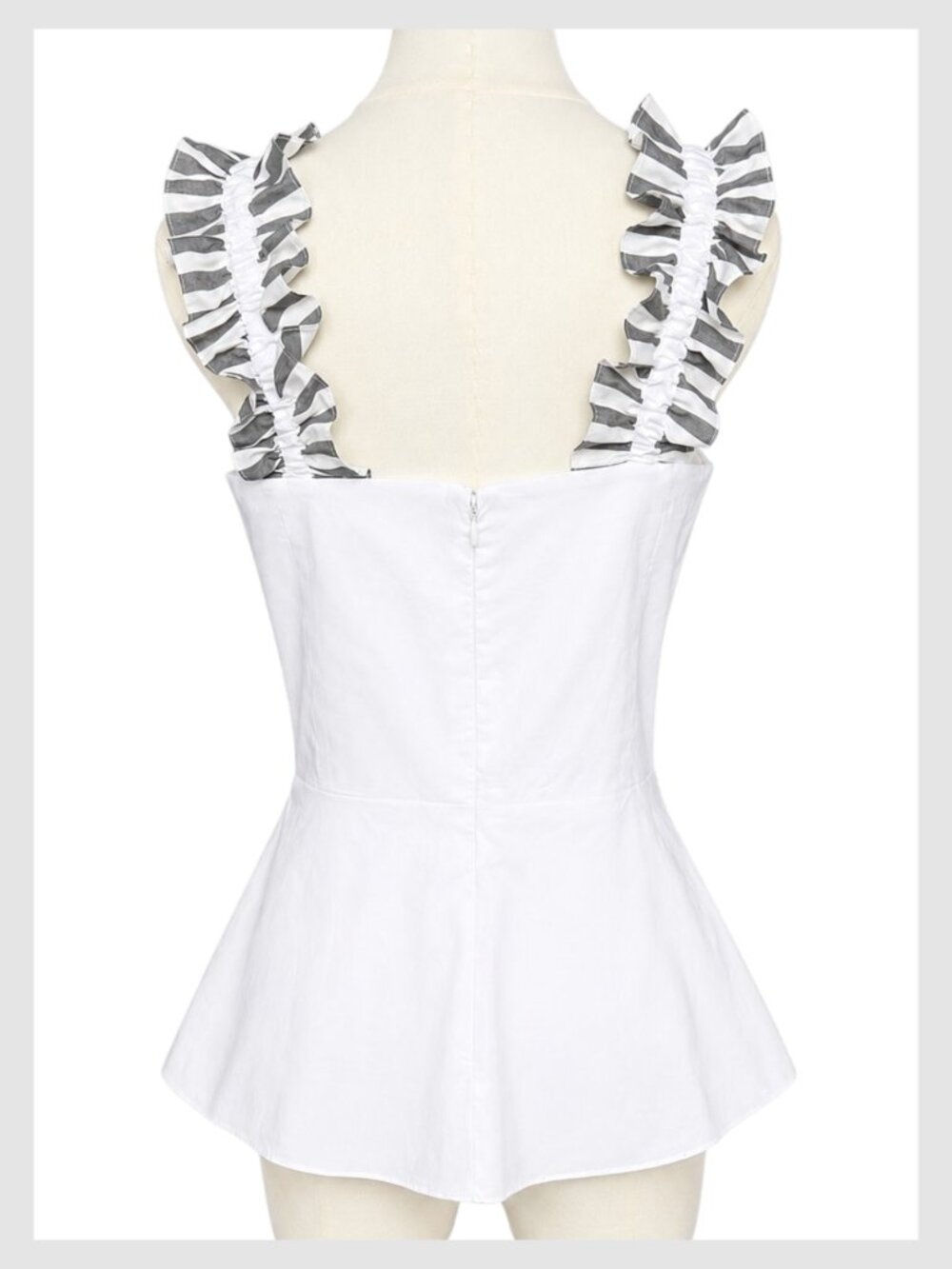 Amanda Uprichard White Peplum Top Ruffle Straps Sleeveless M - Picture 8 of 9